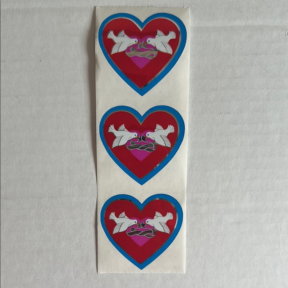 Sandylion Heart Stickers with Doves and Ribbons-for strip
